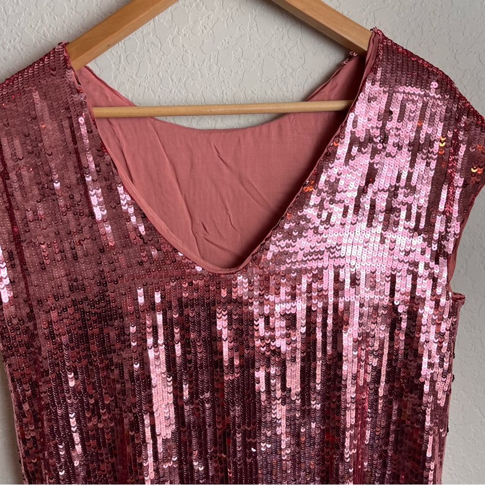 Anthropologie Maeve Kara Sequin Dress Small S Rose Pink Mini Shift Women’s - Picture 6 of 9